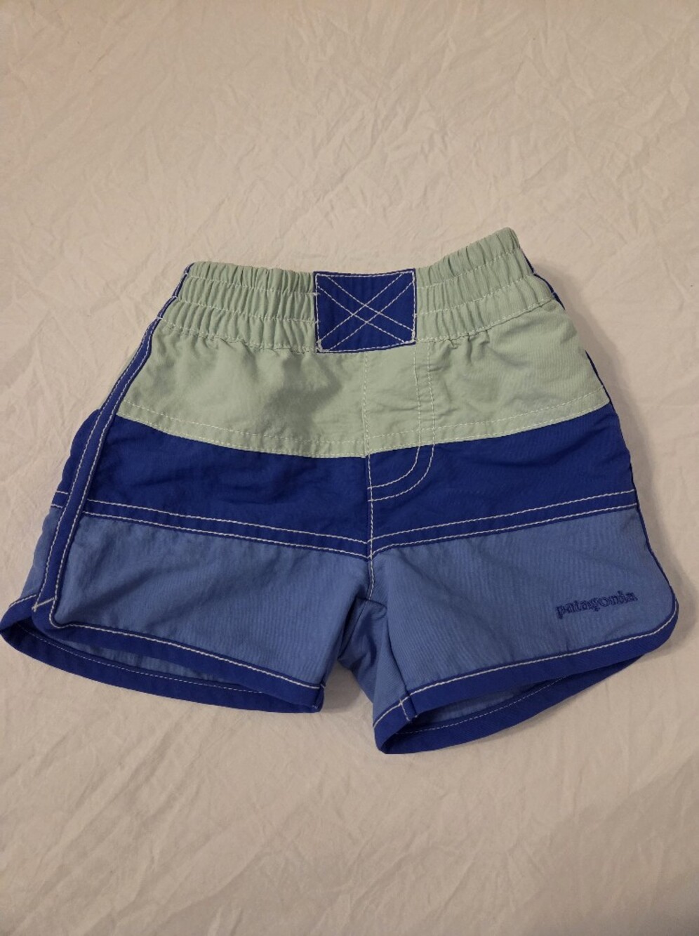 Patagonia Blue and Mint Green Colorblock Kids Shorts